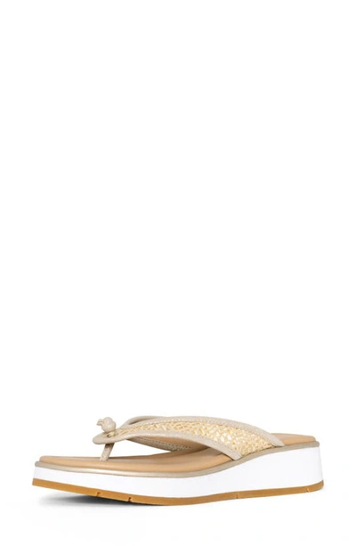 Donald Pliner Thong Wedge Flip Flop In Platino