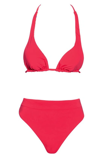 Shop Maaji Cherry Red Kalima Suzy Q Reversible Two-piece Bikini