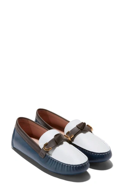 Shop Cole Haan Evelyn Bow Leather Loafer In White/ Chocolate