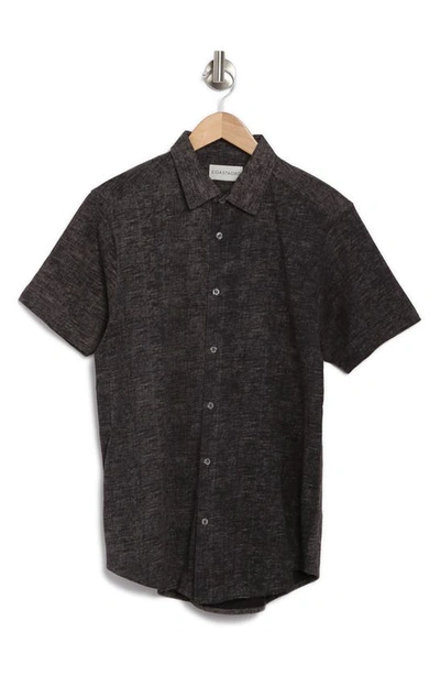 Shop Coastaoro Wavy Crosshatch Short Sleeve Shirt In Charcoal