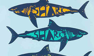 Shop Mud Pie Kids' Shark Long Sleeve Rashguard & Shorts Set In Blue