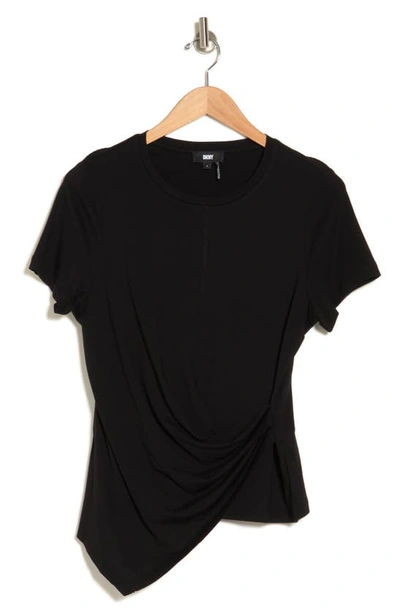 Shop Dkny Sport Faux Wrap T-shirt In Black