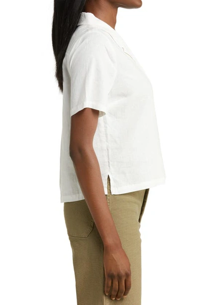 Marine Layer Lucy Resort Short Sleeve Hemp Blend Button-up Camp Shirt In White