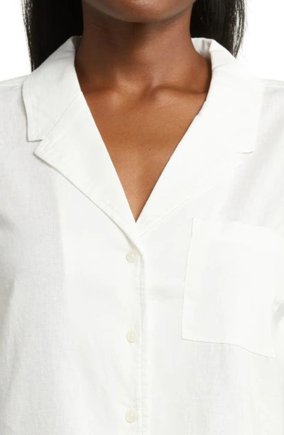 Marine Layer Lucy Resort Short Sleeve Hemp Blend Button-up Camp Shirt In White