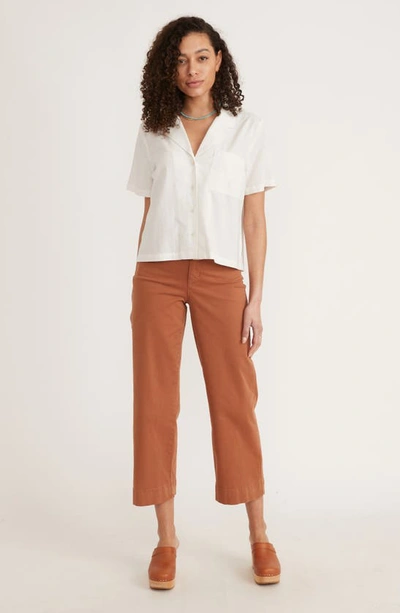 Marine Layer Lucy Resort Short Sleeve Hemp Blend Button-up Camp Shirt In White