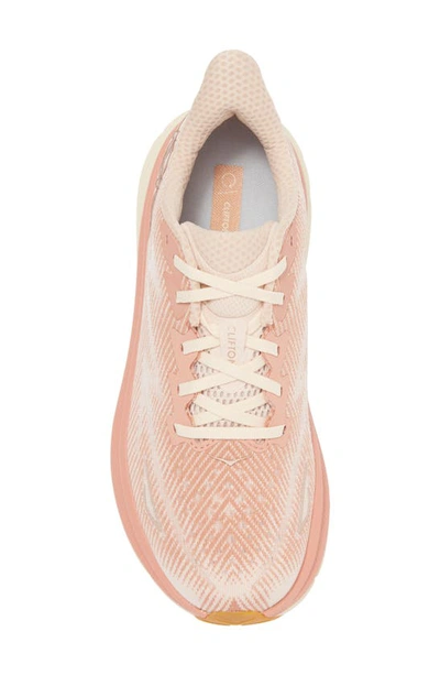 Hoka Clifton 9 Mesh Sneakers In Sandstone / Cream