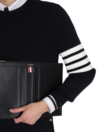 Shop Thom Browne 4bar Stripe Inlay Mesh In Blue