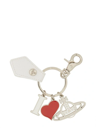 Shop Vivienne Westwood "i Love Orb" Keychain In White