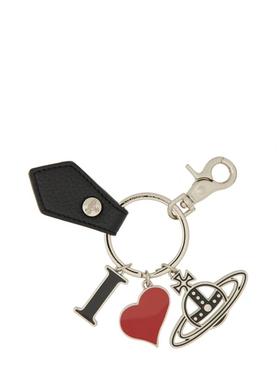 Shop Vivienne Westwood "i Love Orb" Keychain In Black