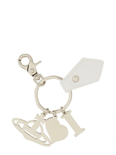 Shop Vivienne Westwood "i Love Orb" Keychain In White