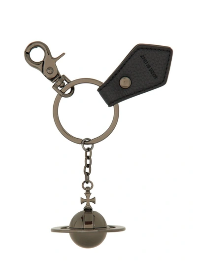 Shop Vivienne Westwood Keychain "3d Orb" In Black