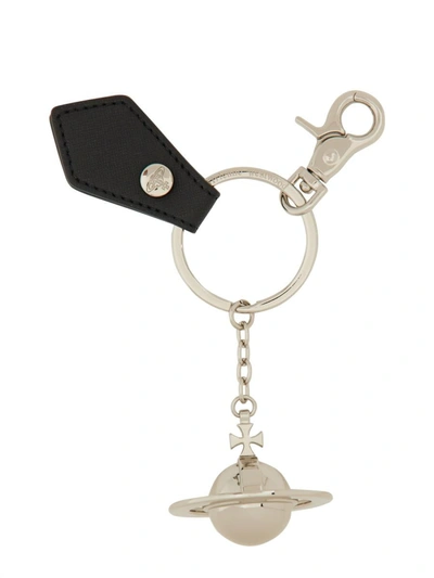 Shop Vivienne Westwood Keychain "3d Orb" In Black