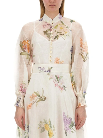 Shop Zimmermann Blouse With Floral Pattern In Multicolour