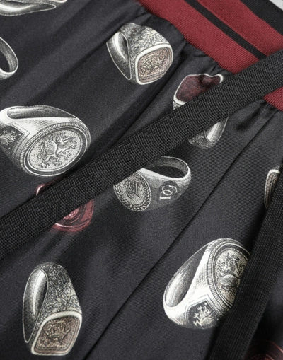 Shop Dolce & Gabbana Elegant Silk Jogging Trousers With Ring Men's Print In Black