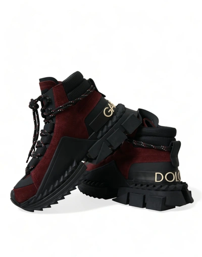 Shop Dolce & Gabbana Burgundy Leather High Top Men's Sneakers