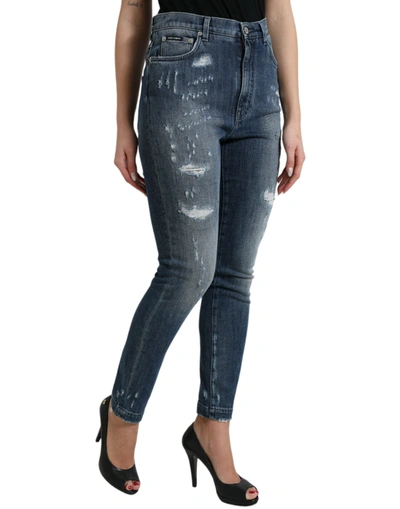 Shop Dolce & Gabbana Elegant High Waist Stretch Denim Women's Jeans In Blue