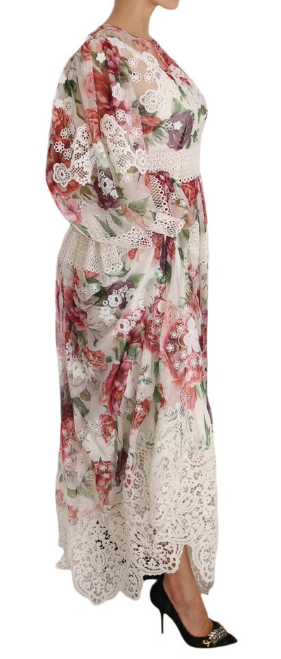 Shop Dolce & Gabbana Elegant Floral Maxi Dress With Silk Women's Lining In Multicolor