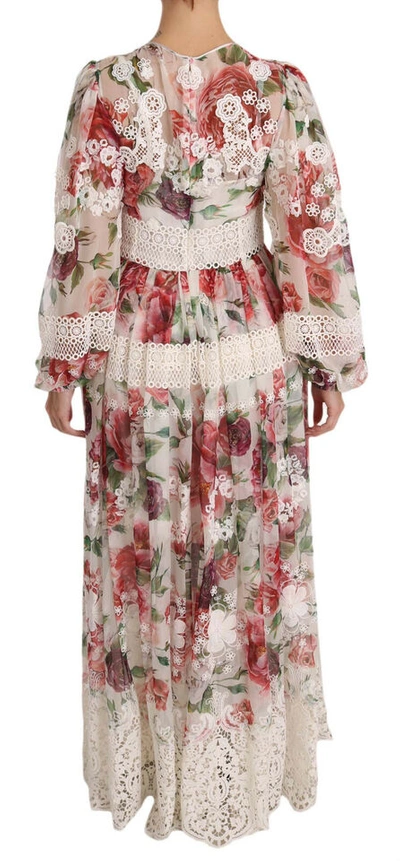 Shop Dolce & Gabbana Elegant Floral Maxi Dress With Silk Women's Lining In Multicolor