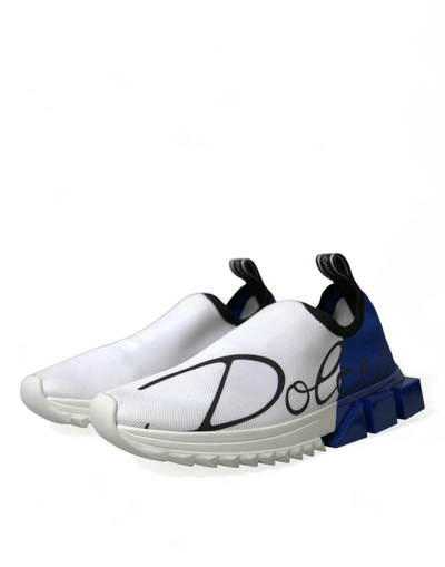 Shop Dolce & Gabbana Chic Low Top Sorrento Sneakers In Blue And Men's White In Blue And White