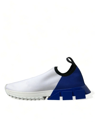 Shop Dolce & Gabbana Chic Low Top Sorrento Sneakers In Blue And Men's White In Blue And White
