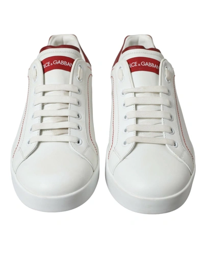 Shop Dolce & Gabbana White Red Portofino Low Top Men Sneakers Men's Shoes In White And Red