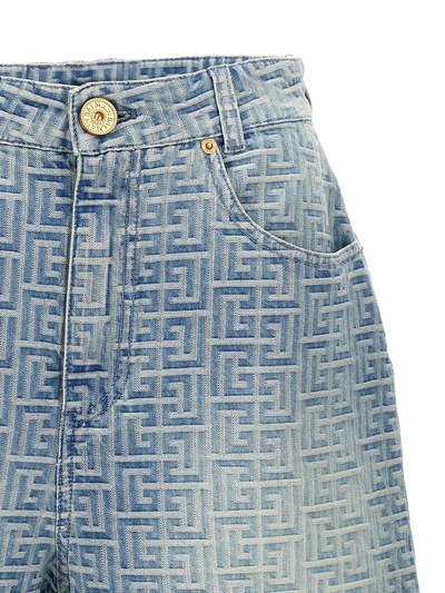 Shop Balmain 'monogram' Bermuda Shorts In Blue