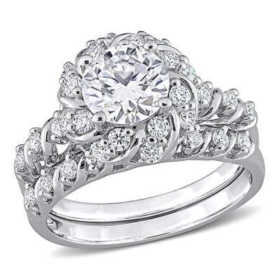 Shop Mimi & Max 1 7/8ct Dew Created Moissanite Halo Bridal Ring Set In Sterling Silver