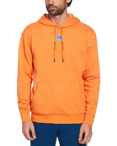 Shop Original Penguin Logo Patch Fleece Hoodie In Orange