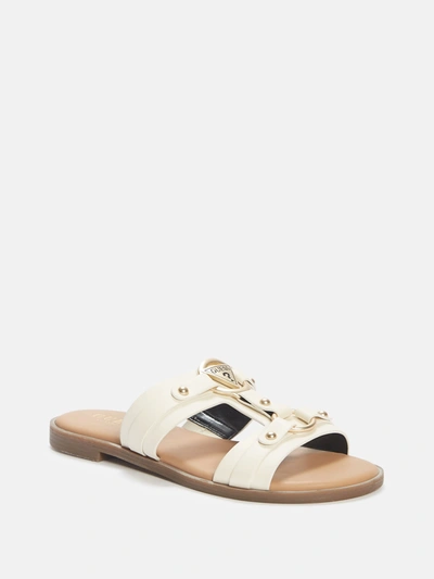 Shop Guess Factory Milada Gladiator Slide Sandals In White