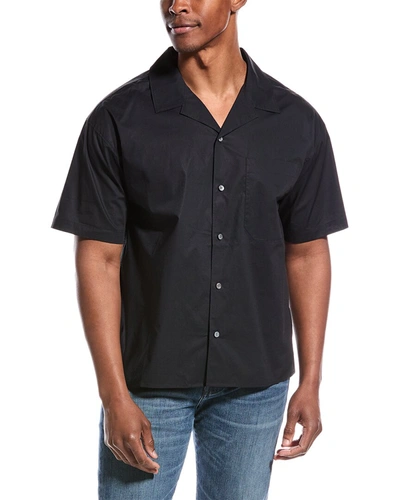 Frame Duo Fold Relaxed Short Sleeve Button-up Shirt In Black