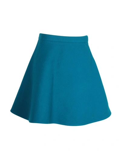 Shop Miu Miu A-line Mini Skirt In Teal Wool In Blue