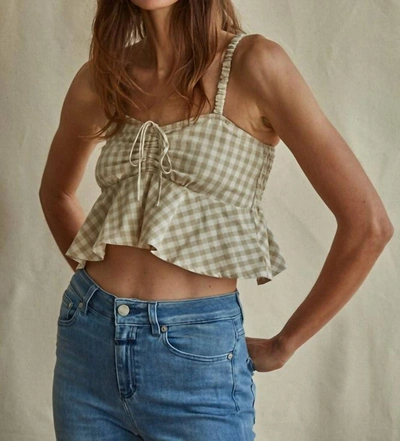 Shop By Together Checkered Crop Top In Natural In Green
