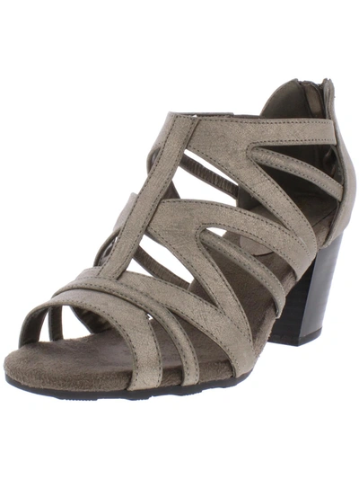 Shop Easy Street Amaze Womens Faux Leather Metallic Dress Sandals In Grey
