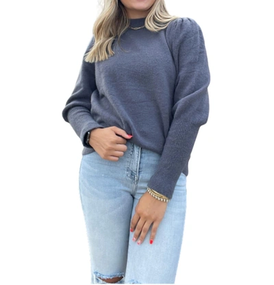 Shop Adora Luxe Soft Sweater In Charcoal In Blue