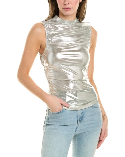 Shop Weworewhat Ruched Turtleneck Top In Silver