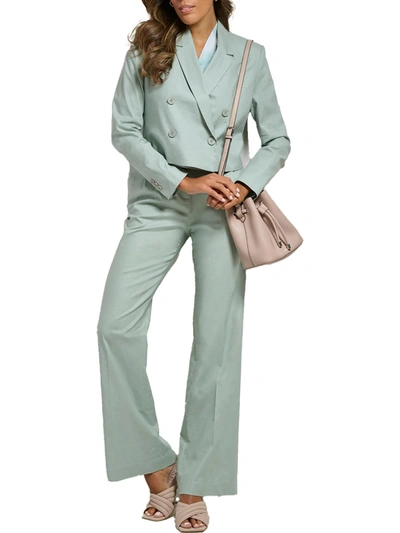 Shop Calvin Klein Womens Linen Blend Crop One-button Blazer In Multi
