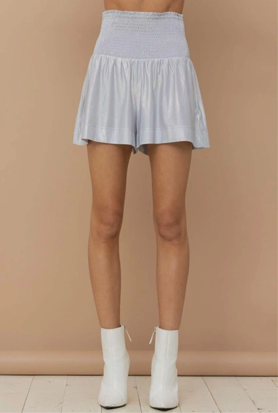 Shop Blue B Metallic Gameday Smocked Shorts In Silver In White