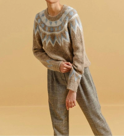 Shop Molly Bracken Nordic Knitted Sweater In Beige In Brown