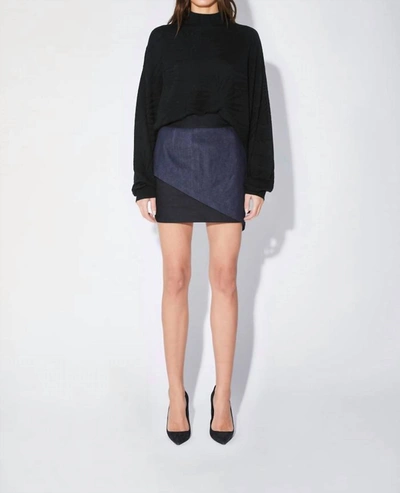 Shop Rta Keren Skirt In Contrast Denim In Blue