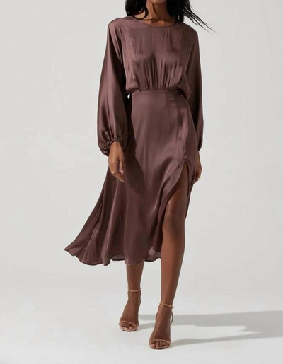 Shop Astr Dolman Sleeve Dress In Expresso In Brown