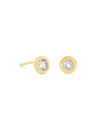 Shop Kendra Scott Aliyah White Topaz Stud Earring In 18k Gold Vermeil In Silver