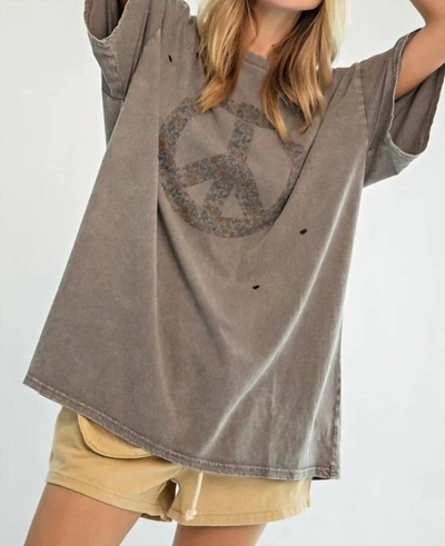 Shop Easel Peaceful Day T-shirt In Ash In Brown