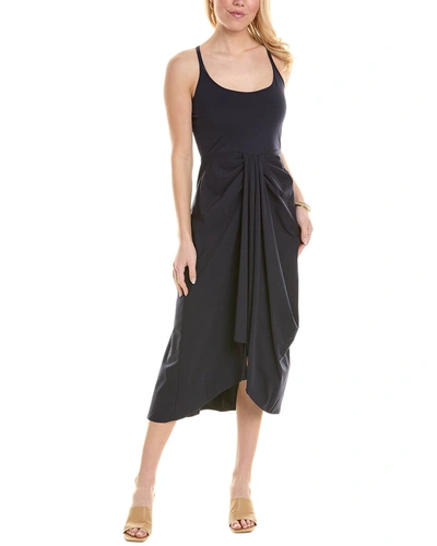 Shop Rebecca Taylor Sarong Drape Midi Dress In Black