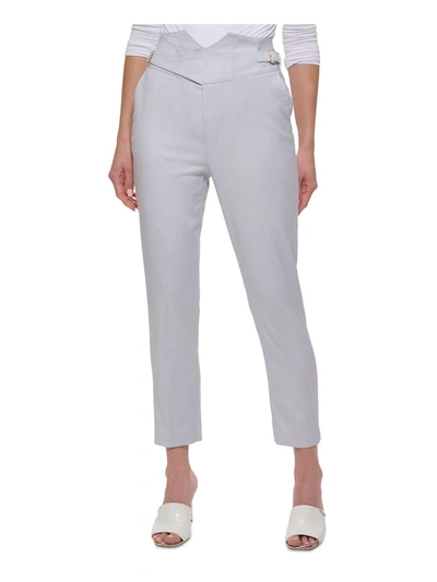 Shop Dkny Plus Womens Faux Wrap Belted Trouser Pants In Grey