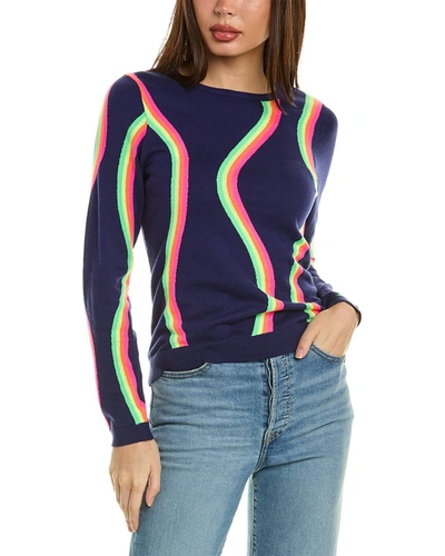 Shop Wispr Wave Stripe Crewneck Silk-blend Sweater In Blue