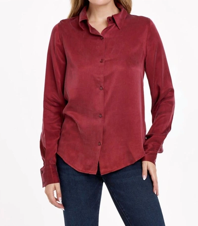 Dear John Denim Birdie Button Front Shirt In Fall Sangria In Red