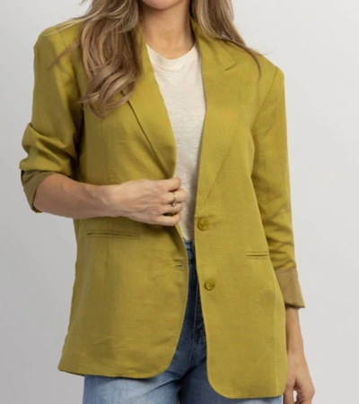 Shop Crescent Strictly Biz Button Blazer In Chartreuse In Yellow