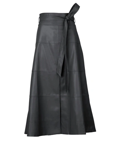 Shop Tanya Taylor Hudson Skirt In Black Leather In Grey