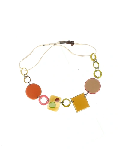 Shop Marni Resin Geometric Necklace In Multicolor Cotton In Red