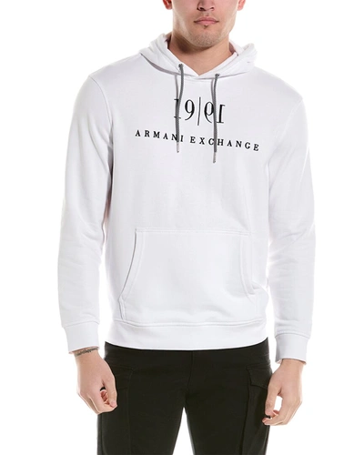 Shop Armani Exchange Embroidered Hoodie In White